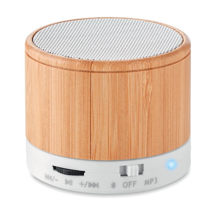 Round Bamboo Wireless Speaker