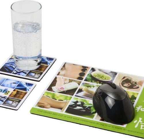 Mouse mat and coaster set combo