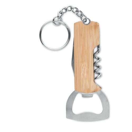 Bamboo 3 in 1 bottle opener keyring
