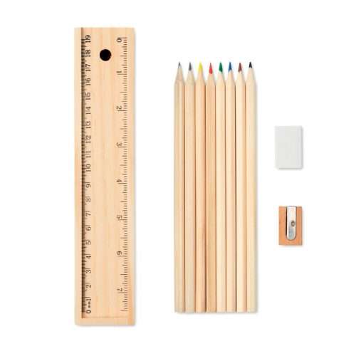 Pencils with sharpener, eraser and ruler set