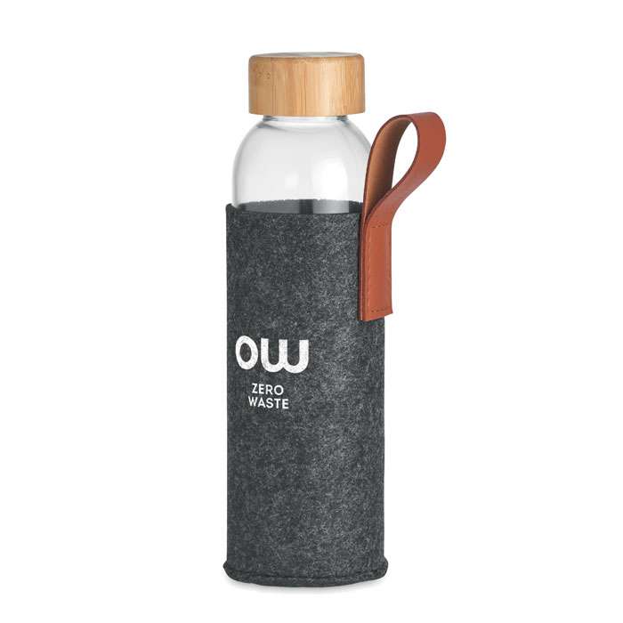 Glass bottle with bamboo lid