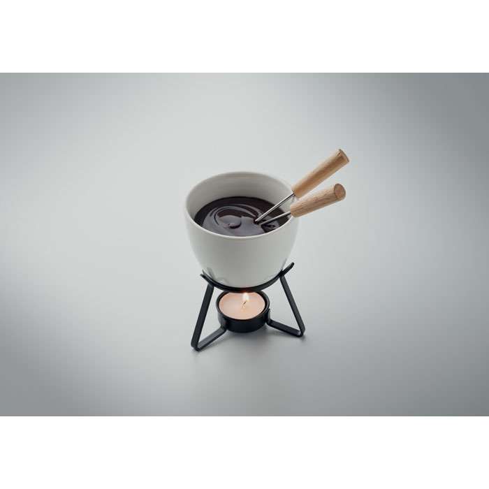 Small ceramic fondue set for two