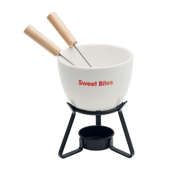 Small ceramic fondue set for two
