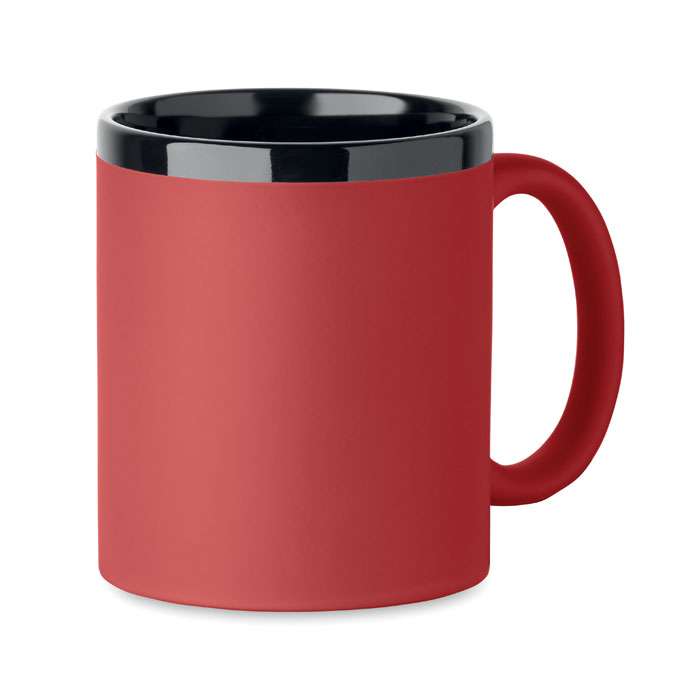 Ceramic mug with soft touch coating