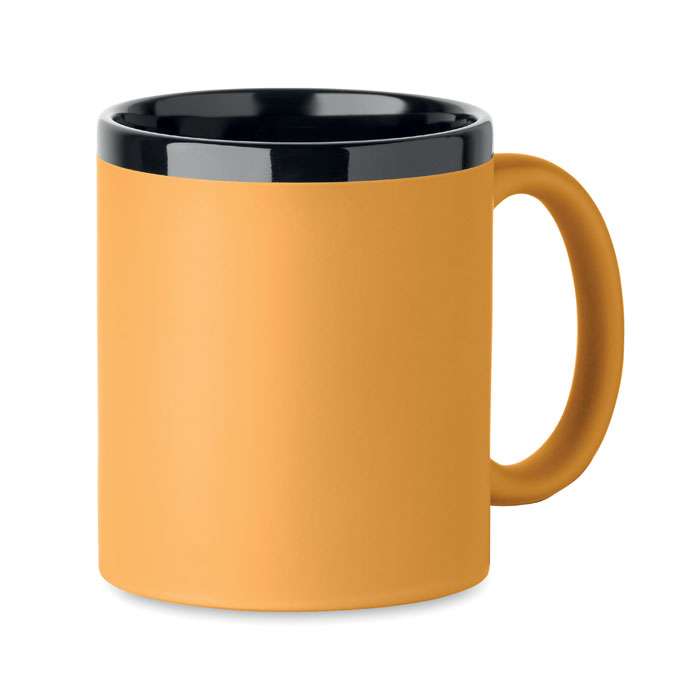 Ceramic mug with soft touch coating