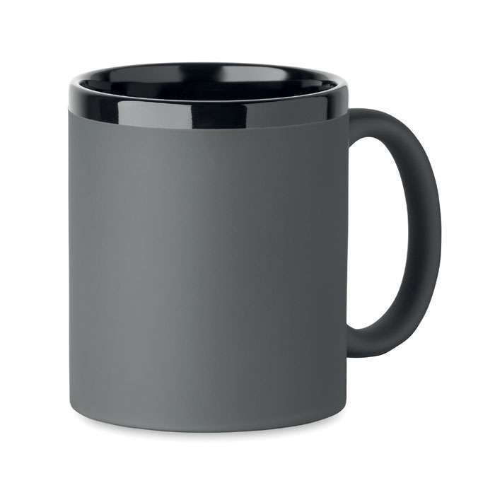 Ceramic mug with soft touch coating