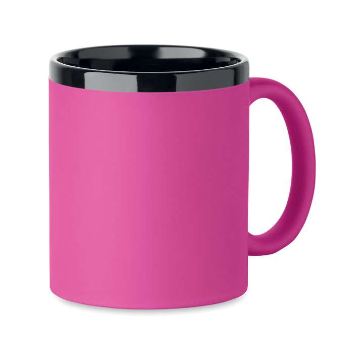 Ceramic mug with soft touch coating