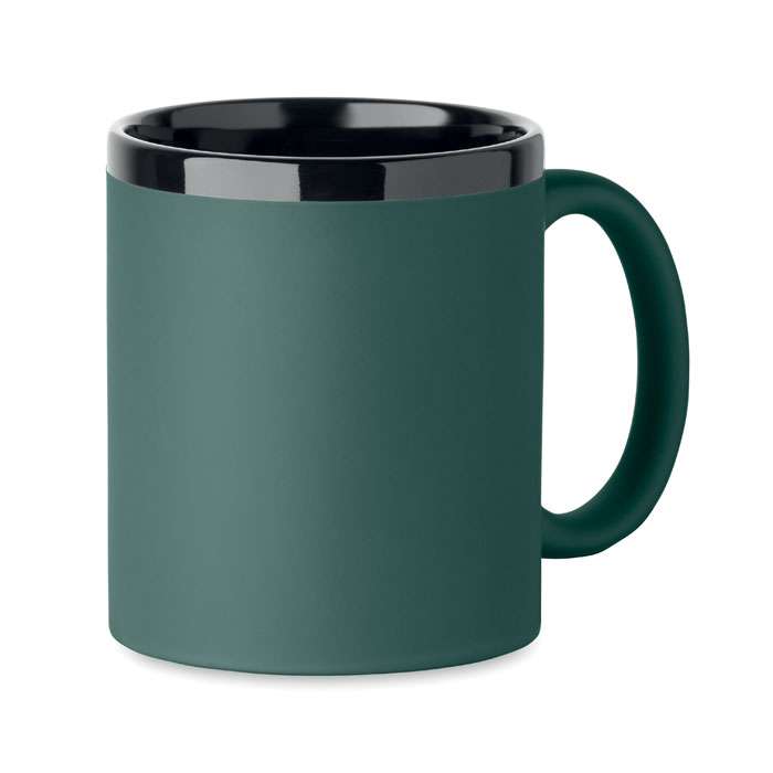 Ceramic mug with soft touch coating