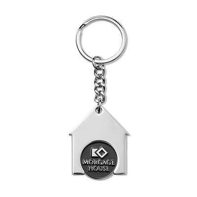 House shape soft enamel trolley token keyring