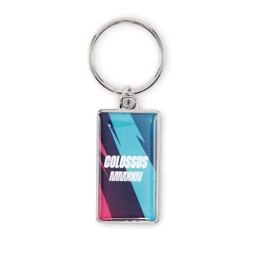 Rectangle shape iron domed keyring