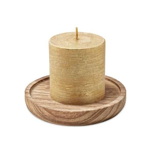 Wooden plate with 88gr vanilla candle