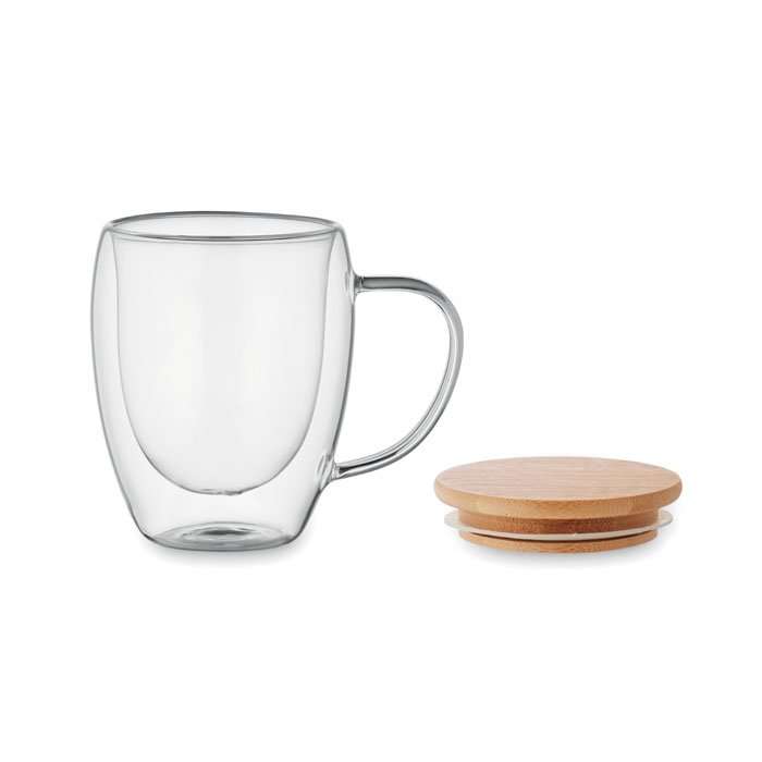 Double wall glass with bamboo lid 250ml