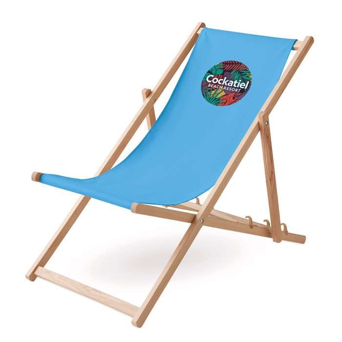 Promotional wooden deck chair with good branding area