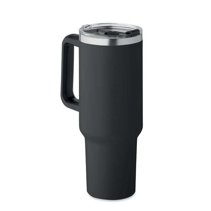 Large metal tumbler with straw lid for corporate promotions